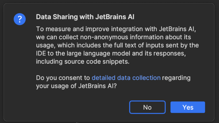 Data sharing requires consent before the AI Assistant will work