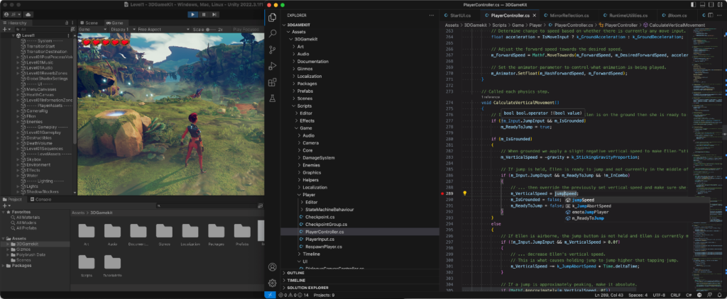 The new Unity extension for VS Code (Image from Microsoft)